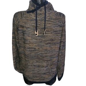 Point Zero Men's Brown and Black Motled Knit High Neck Pullover Sweater Size M
